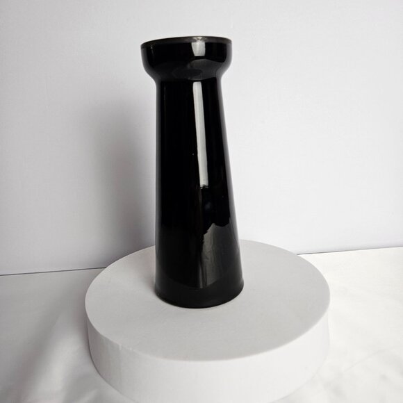 Czechoslovakian Pottery Vase Black Hand-Etched Bird Motif Gloss Finish 6.5"t - Picture 15 of 16